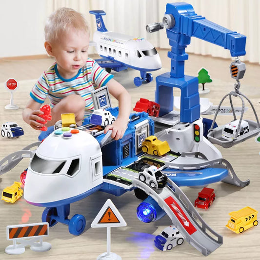 Cargo Airplane Vehicle Play Sets (3 Styles) | Police, Construction or Fireman Toys, Storage Plane for Kids, Toddlers
