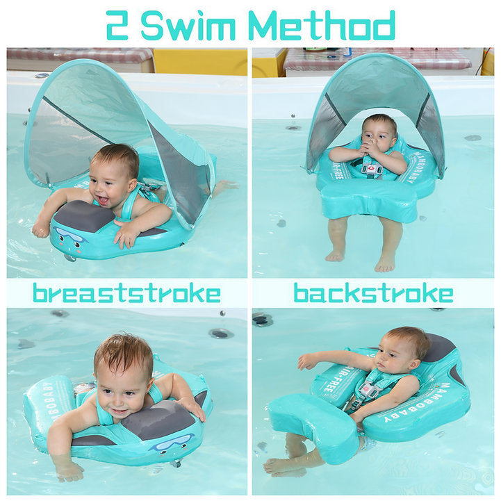 Baby Swim Float with Canopy Non-Inflatable Solid Baby Kid Float