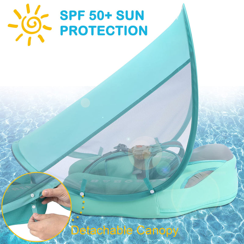 Baby Swim Float with Canopy Non-Inflatable Solid Baby Kid Float