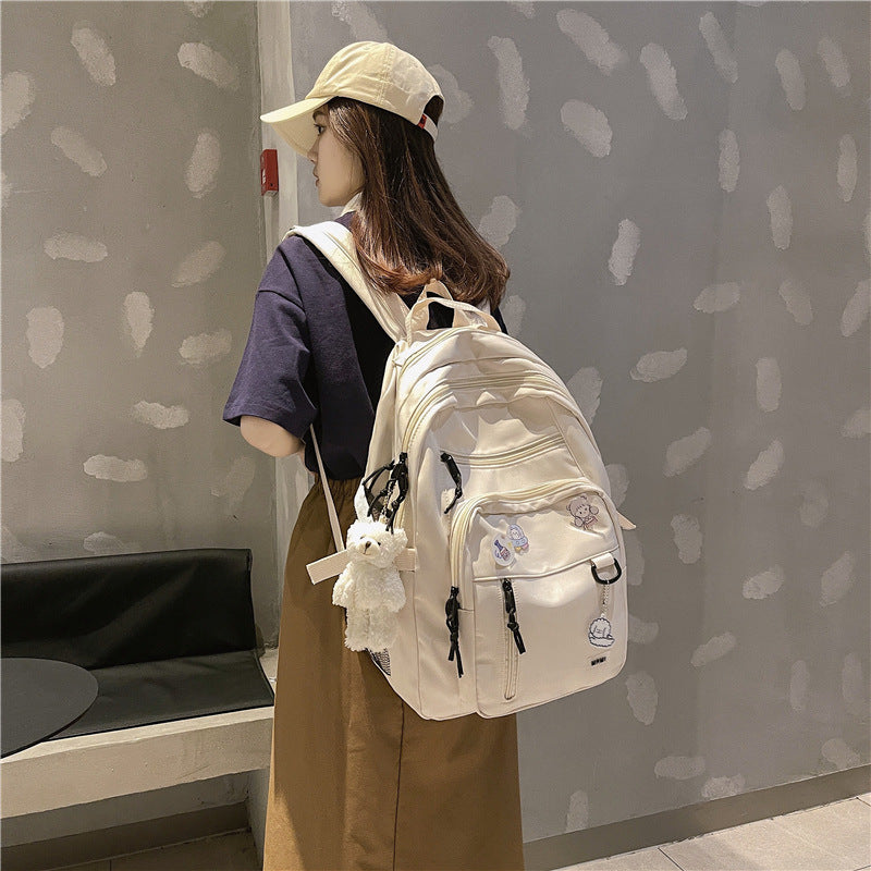 Fashion Big Student Backpack New Nylon Canvas Girls School Bag