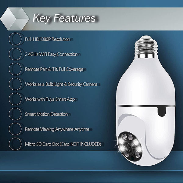 Light Bulb Security Camera, WiFi 360 Degree DigiEye Cam