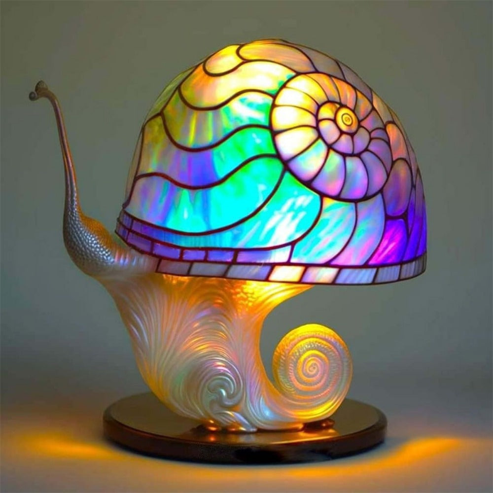 Stained Glass Mushroom Table Lamp - Bedside Flower Retro Night Lamp