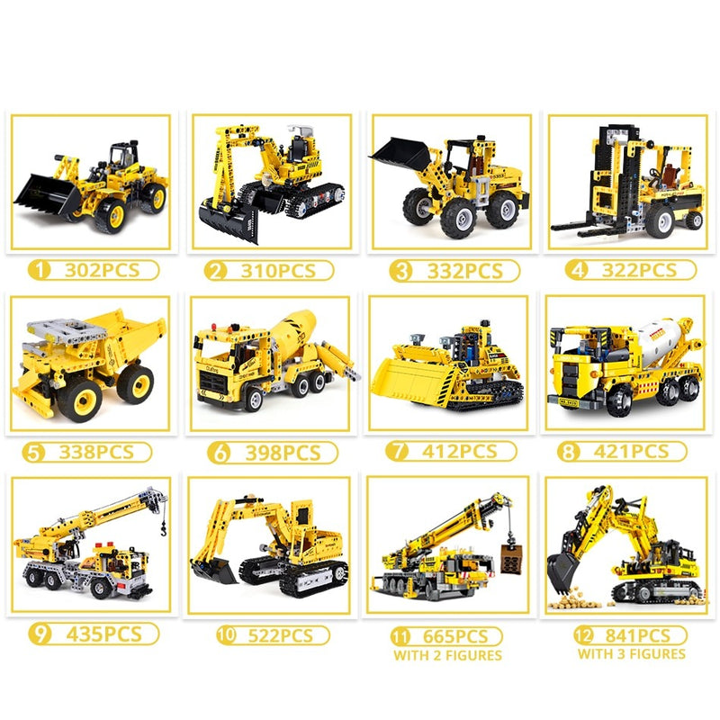 Engineering Truck Tech Building Block City Construction Toy For Children Boy Adults Excavator Bulldozer Crane Car Brick