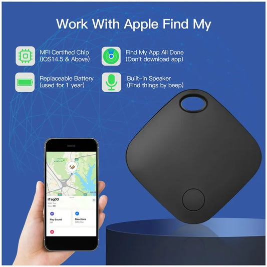 Smart Bluetooth Tracker Works with Find My APP Anti Lose Reminder Device for Iphone Tag Replacement Locator MFI Rated