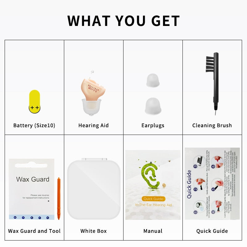 Hearing Aids Adjustable Rechargeable & Discreet Hearing Aids, Micro Wireless Mini Sound Amplifier, invisible in ear canal