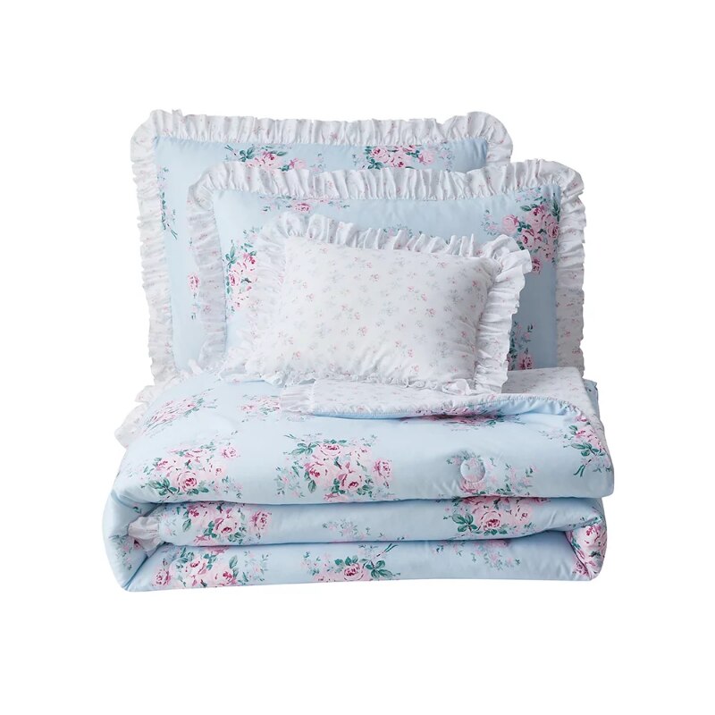 Simply Shabby Chic Sunbleached Floral 4-Piece Washed Microfiber Comforter Set, Full/Queen