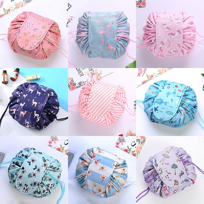 Women Drawstring Cosmetic Bag Travel Storage Makeup Bag Organizer Female Make Up Pouch Portable Waterproof Toiletry Beauty Case