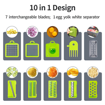 10 in 1 Multifunctional vegetable cutter shredders mandoline slicer veggie grater chopper