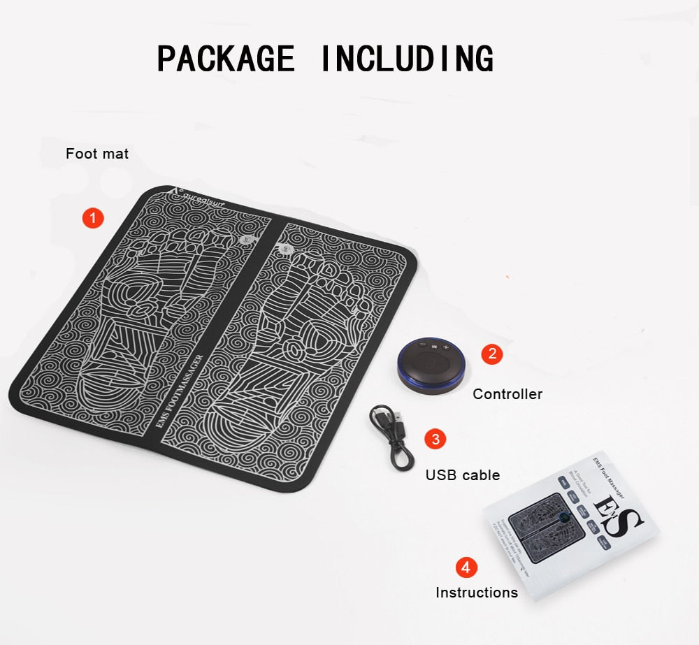 EMS FOOT MASSAGER PAD Electric Relief Pain Relax Feet Acupoints Massage Mat Shock Muscle Stimulation Improve Blood Circulation
