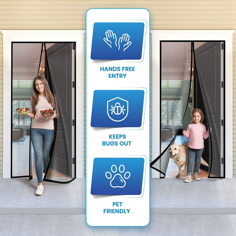 Magnetic Screen Door Closure, Dog Fence Gate, Mosquito & Bugs curtain, Retractable Security Mesh