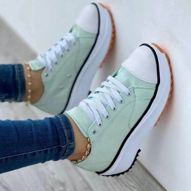 2022 Canvas Shoes Women Fashion Trainers, Sneakers Sport Flat Lace-Up