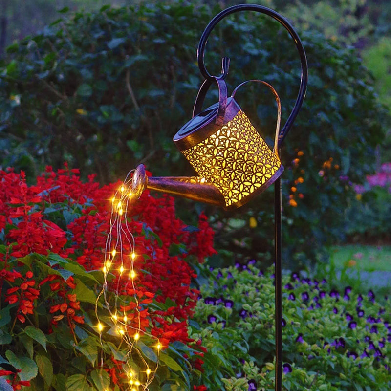 The Enchanted Watering Can -  Lights Outdoor Decorative, Hanging Solar Lantern, Metal Waterproof Solar Garden Patio Yards Lawn Pathway