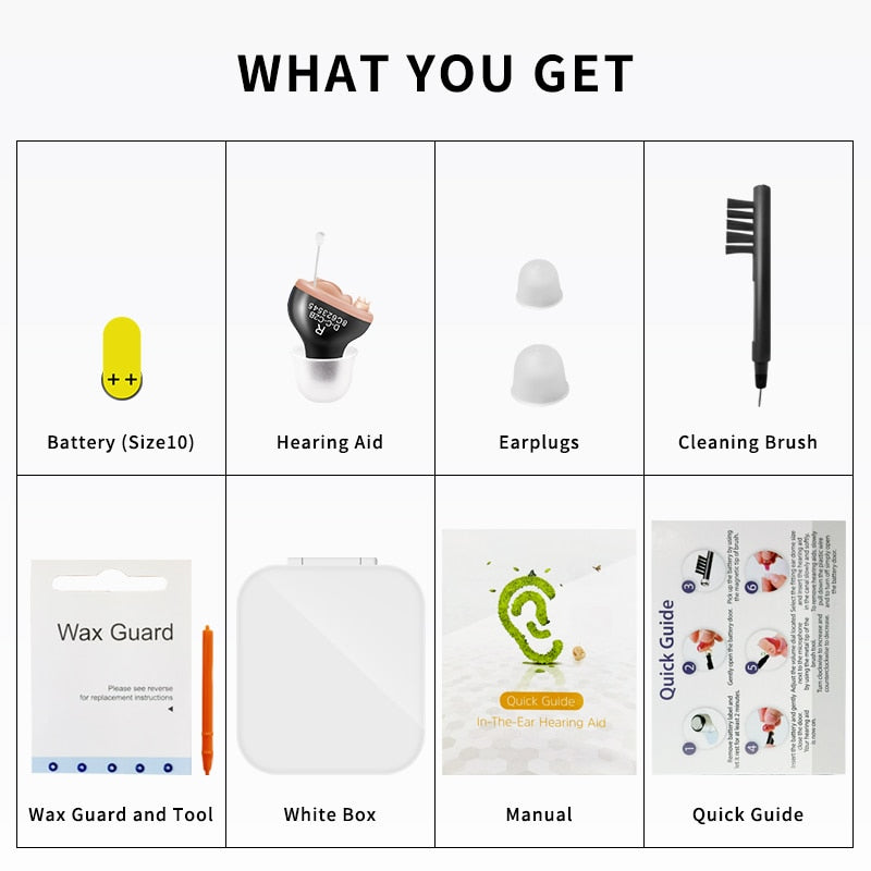 Hearing Aids Adjustable Rechargeable & Discreet Hearing Aids, Micro Wireless Mini Sound Amplifier, invisible in ear canal