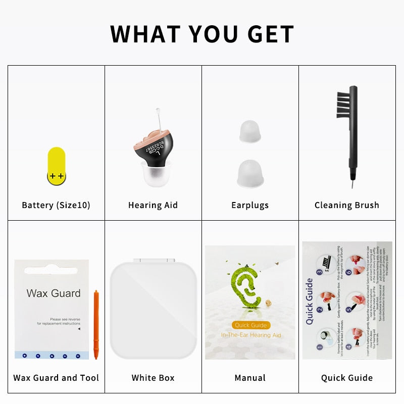 Hearing Aids Adjustable Rechargeable & Discreet Hearing Aids, Micro Wireless Mini Sound Amplifier, invisible in ear canal