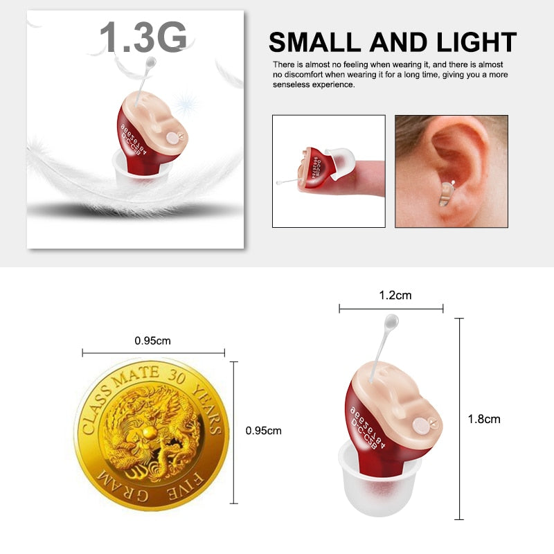 Hearing Aids Adjustable Rechargeable & Discreet Hearing Aids, Micro Wireless Mini Sound Amplifier, invisible in ear canal