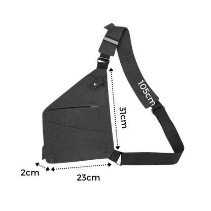 Waterproof Pocket Bag, Anti Theft Sling Bag Chest Backpack Casual Daypack Black Shoulder Crossbody Lightweight