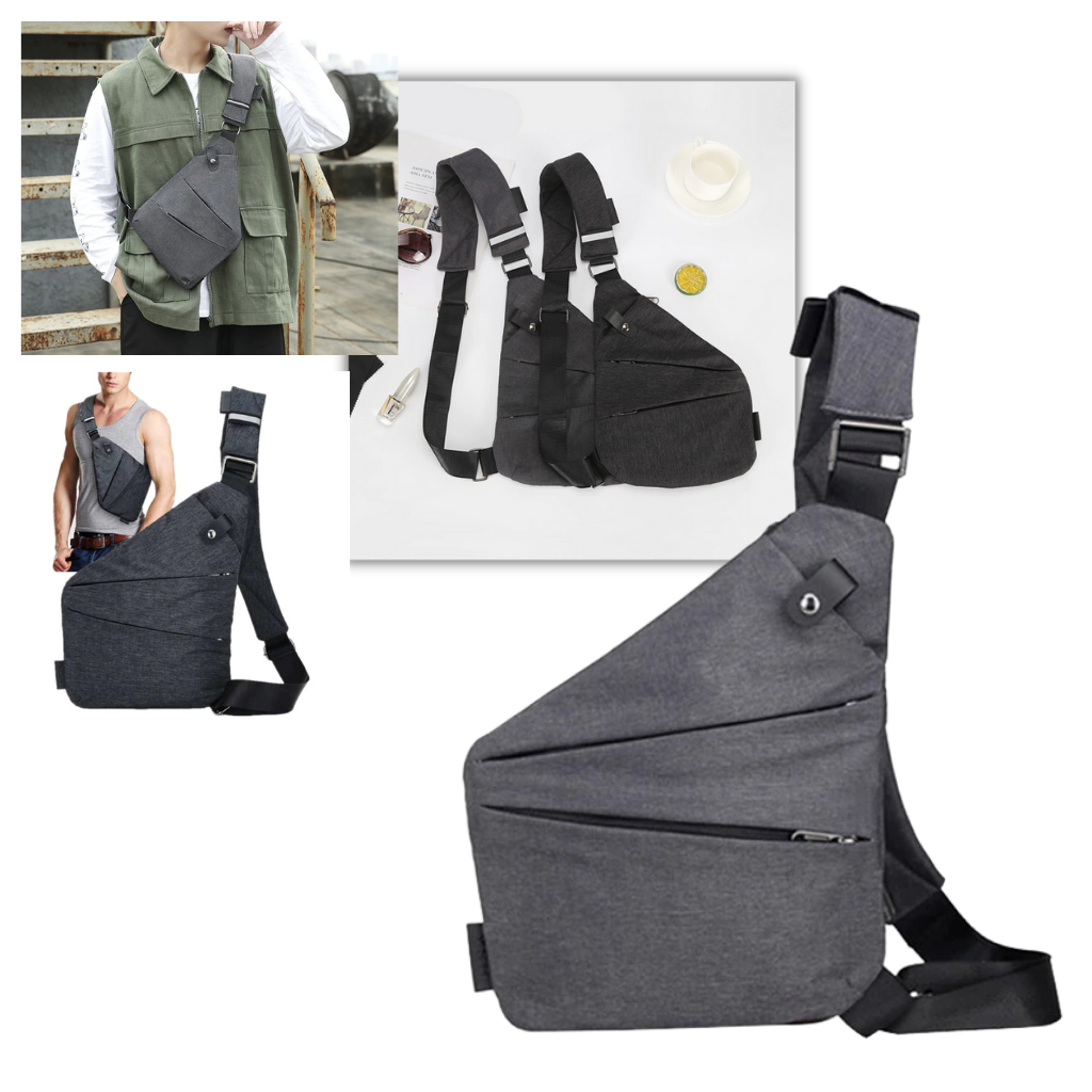 Waterproof Pocket Bag, Anti Theft Sling Bag Chest Backpack Casual Daypack Black Shoulder Crossbody Lightweight