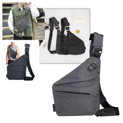 Waterproof Pocket Bag, Anti Theft Sling Bag Chest Backpack Casual Daypack Black Shoulder Crossbody Lightweight