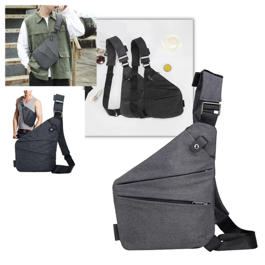 Waterproof Pocket Bag, Anti Theft Sling Bag Chest Backpack Casual Daypack Black Shoulder Crossbody Lightweight