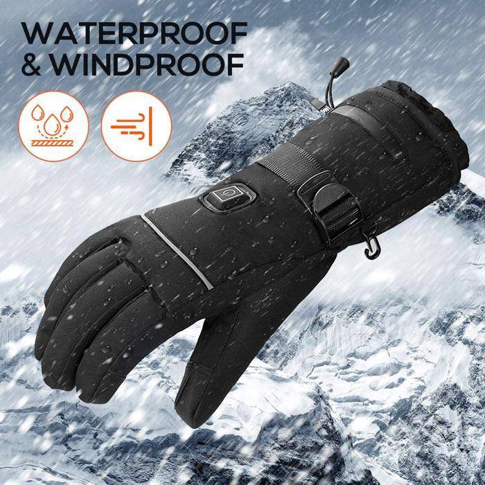 Winter Electric Heated Gloves With Touch Screen, Water Resistance, Battery Recharge