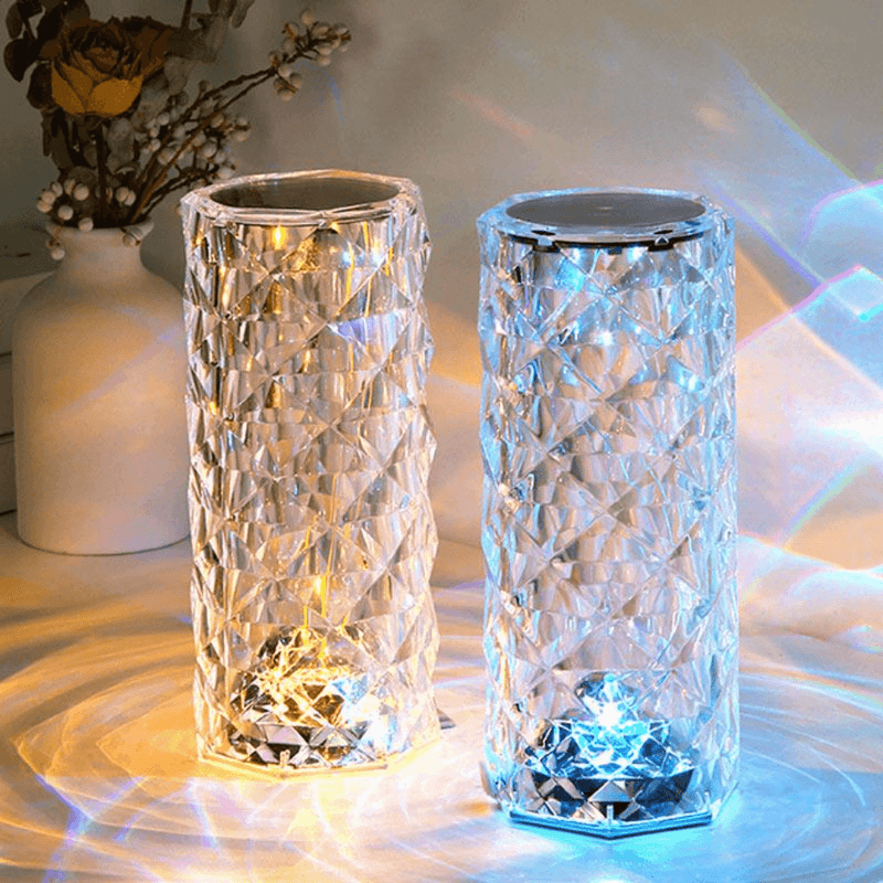 Crystal Led Table Lamp, 16 Rgb Colors Nordic Acrylic Crystal Rose Desk Lamp Touch Atmosphere Diamond Bedside Light Decor