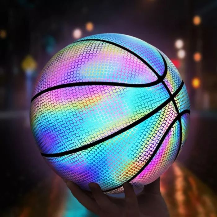 Holographic Reflective Glowing Basketball Composite Leather Indoor And Outdoor Evening Play