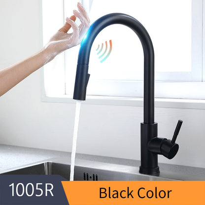 Kitchen Smart Touch Faucets Control, Pull Out Spout Sprayer Single Handle Sink Faucet