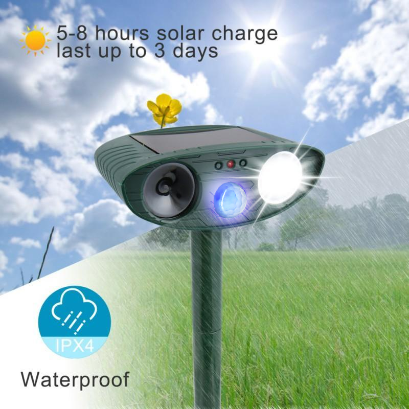 2Pcs Dog Outdoor Ultrasonic Repeller - Solar Powered Ultrasonic dog & Pest Repellent