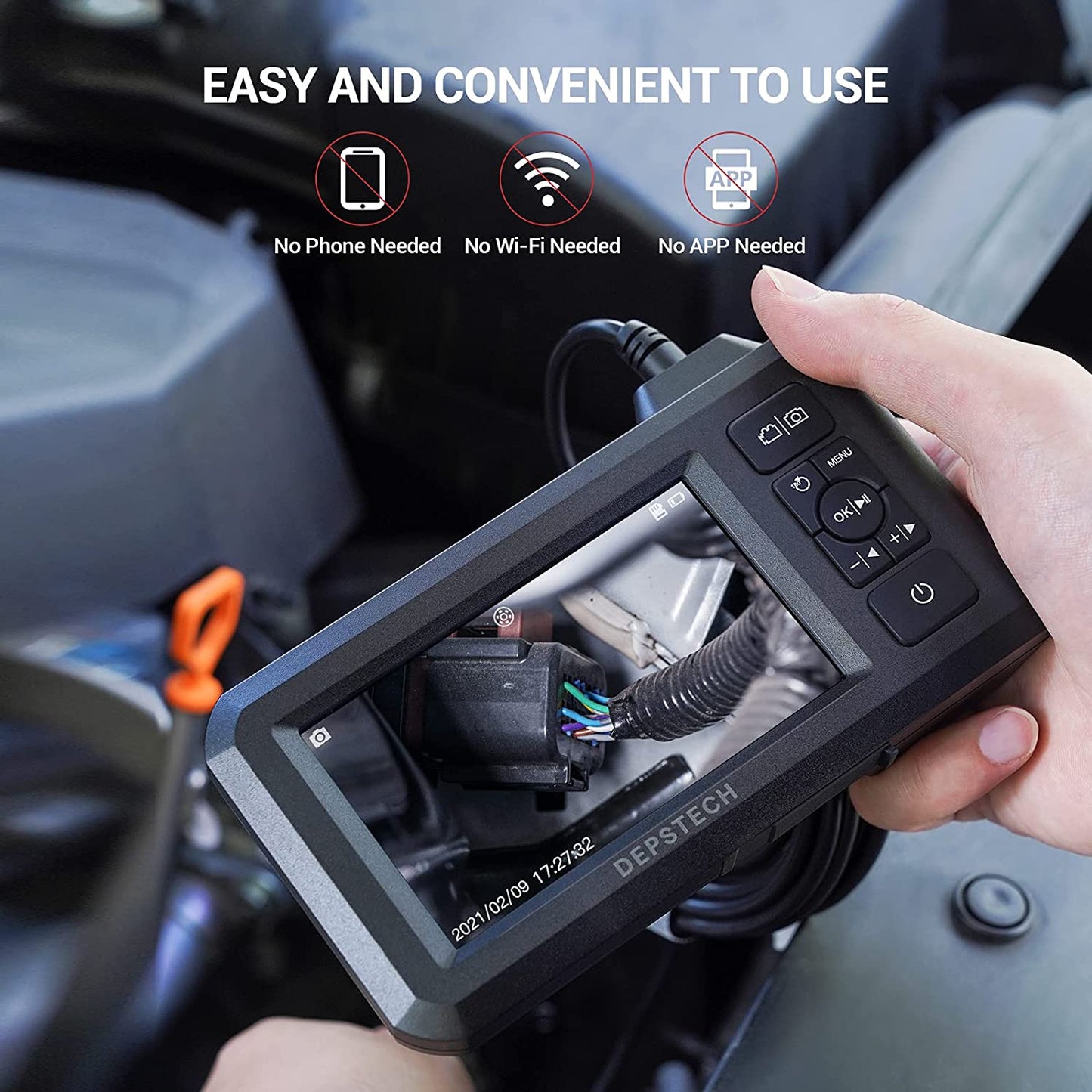 Industrial Endoscope, 1080P HD Digital Borescope with 4.3" LCD Screen 16.5ft