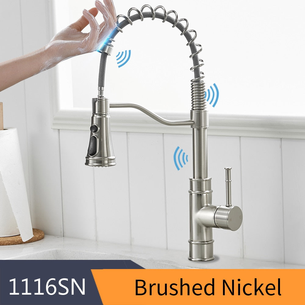 Kitchen Smart Touch Faucets Control, Pull Out Spout Sprayer Single Handle Sink Faucet