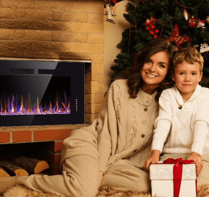 50" Electric Fireplace Heater Recessed Ultra Thin Wall Mounted Multicolor Flame,