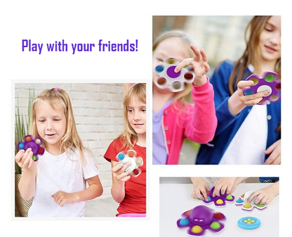 Spinner Face Changing Octopus Emotional Faces Dimple Spinner, White and Purple