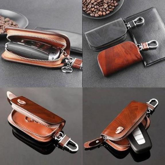 Custom Car Key Fob Leather Case With Your Logo, Fob Cover Protector, RFID Signal blocking Holder Keychain For Ford, Mercedes, Toyota, Lexus, Honda