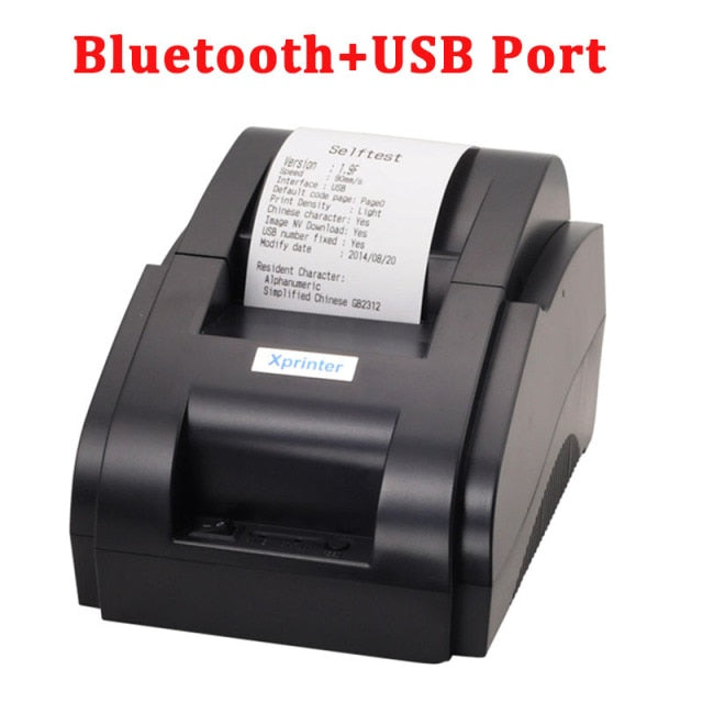 Tiny Office Printer, 58mm Bluetooth Receipt Barcode Bill Printer Thermal Usb Port Mini Desktop & Phone Printer