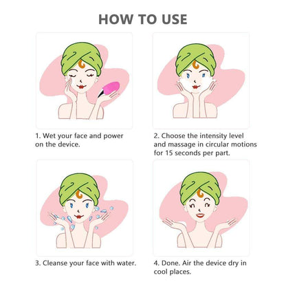 Smart Ultrasonic Silicone Face Cleaner Brush Beauty Tool - Mebazo