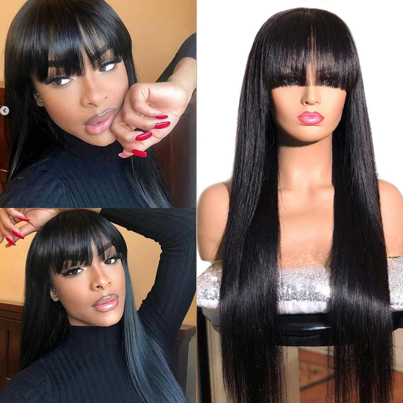 Human Hair Wigs With Bangs for Women - Mebazo