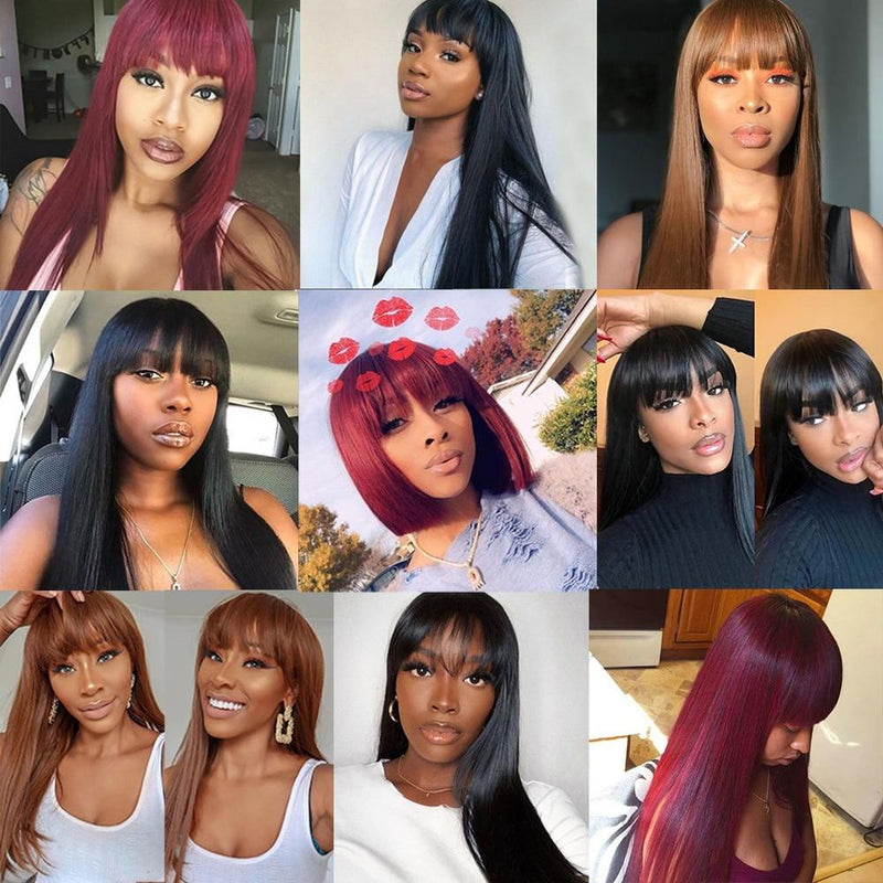 Human Hair Wigs With Bangs for Women - Mebazo