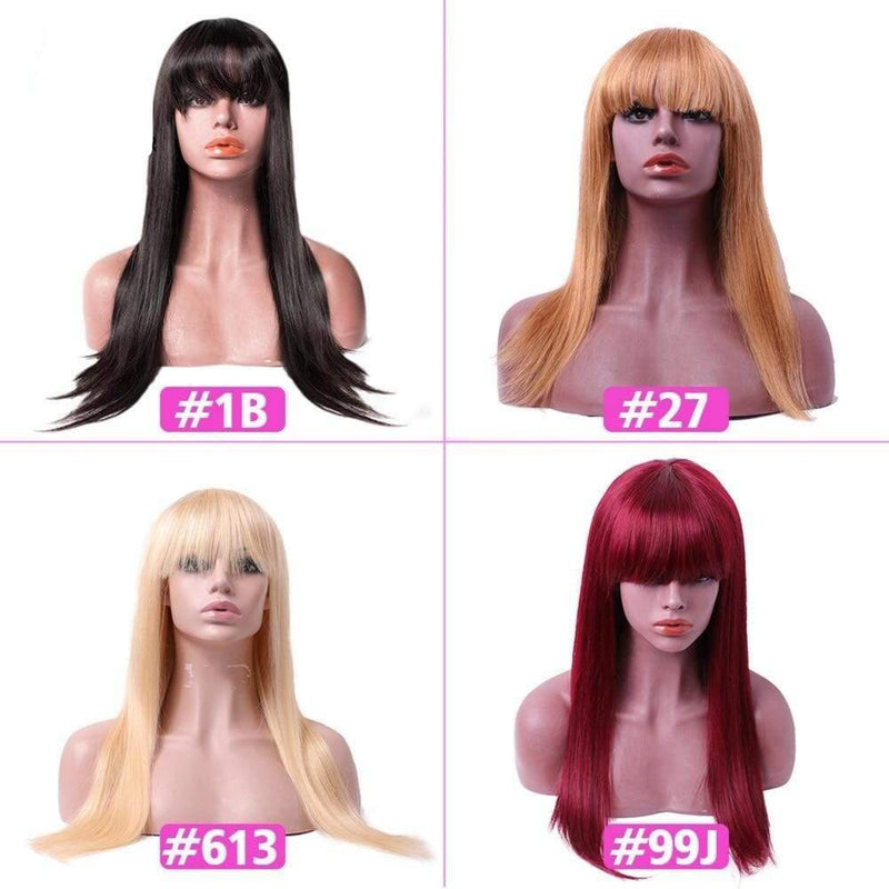 Human Hair Wigs With Bangs for Women - Mebazo