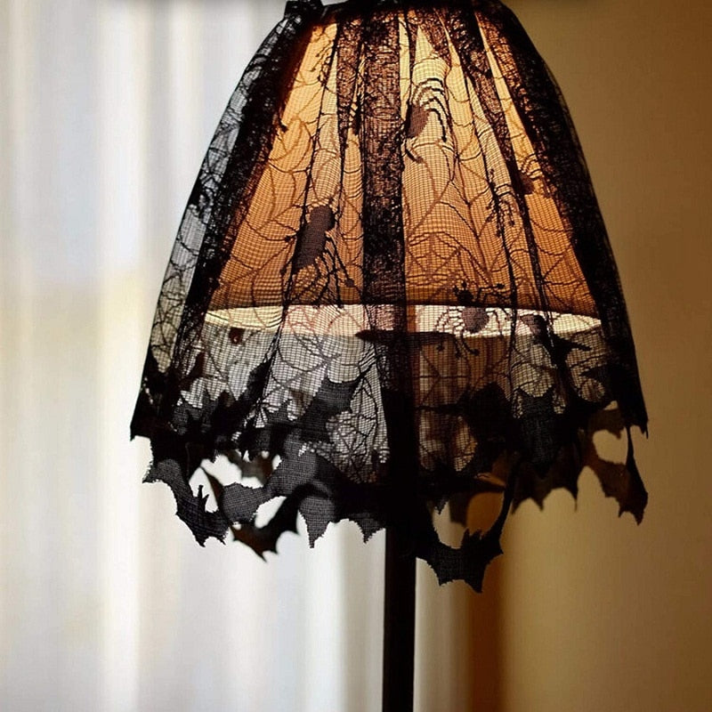 Halloween partyblack lace spider web tablecloth Indoor decoration Table Fireplace Scarf Stove