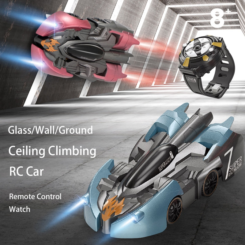 Wall Climbing RC Car, Electric Anti-Gravity 360 Rotating RC Car, Watch Remote Control Car for kids gift