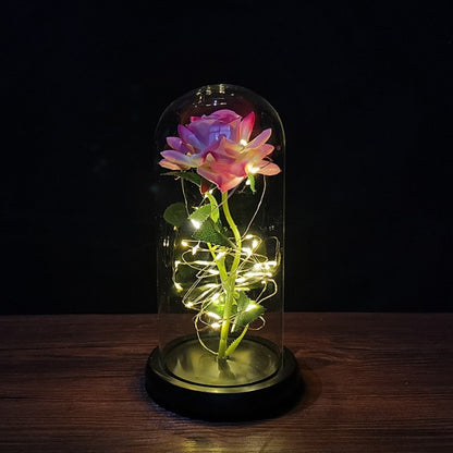Galaxy Rose, Glass Rose, Enchanted Galaxy Rose In A Glass Dome, Beauty and the Beast Rose, Glowing Led Rose,