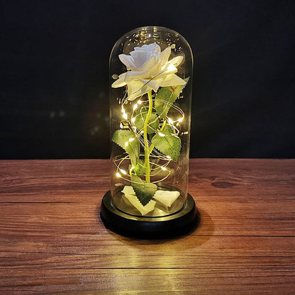 Galaxy Rose, Glass Rose, Enchanted Galaxy Rose In A Glass Dome, Beauty and the Beast Rose, Glowing Led Rose,