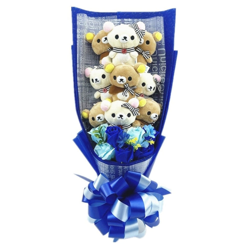 Rose Cute Teddy Bear Plush Bouquet Enchanted Flower, Rose Bears Gift