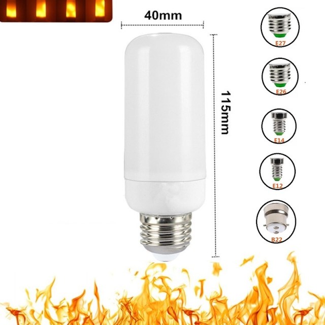 Led Flame Light Bulb With Gravity Sensor, Dynamic Flame Effect Fire Light Bulb E27 E26 E14 E12 LED Corn Bulb lamp