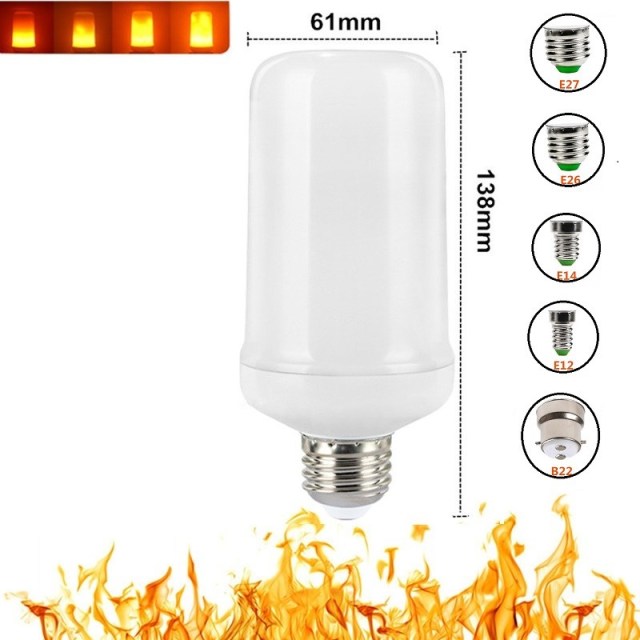 Led Flame Light Bulb With Gravity Sensor, Dynamic Flame Effect Fire Light Bulb E27 E26 E14 E12 LED Corn Bulb lamp