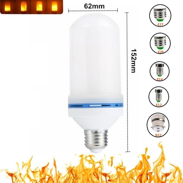 Led Flame Light Bulb With Gravity Sensor, Dynamic Flame Effect Fire Light Bulb E27 E26 E14 E12 LED Corn Bulb lamp