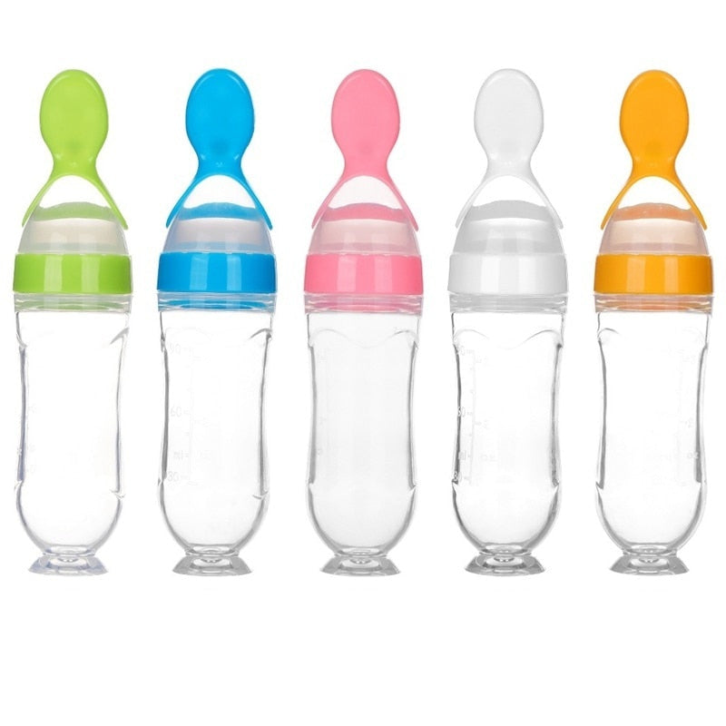 Baby Dispensing Bottle Spoon Feeder -Best Toddler Infant weaning cereal food squeezer