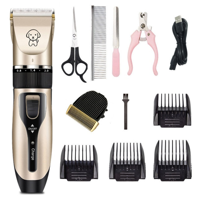 Rechargeable Pet Hair Clippers For Dogs Puppy- Cordless Grooming Shaver Set, Noisless Electric Hair Trimmer For Cats, kids, Dogs, Rabbit & Horse