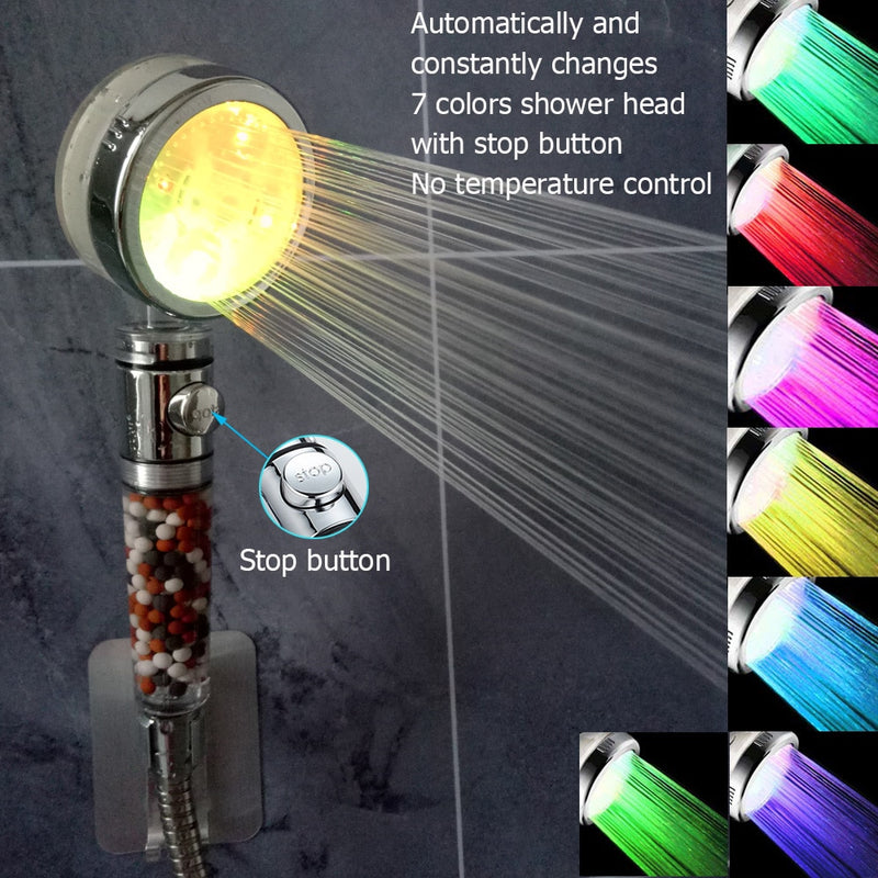 LED High Pressure Shower Head, powerful rgb color changing disco rainfall shower head, alcachofa de la ducha