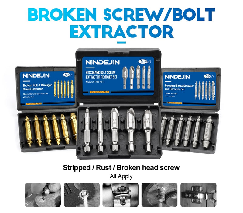 Damaged Screw Extractor, stripped screw remover, Drill Bit Extractor, Drill Set Broken Speed Out Bolt Extractor, Bolt Stud Remover